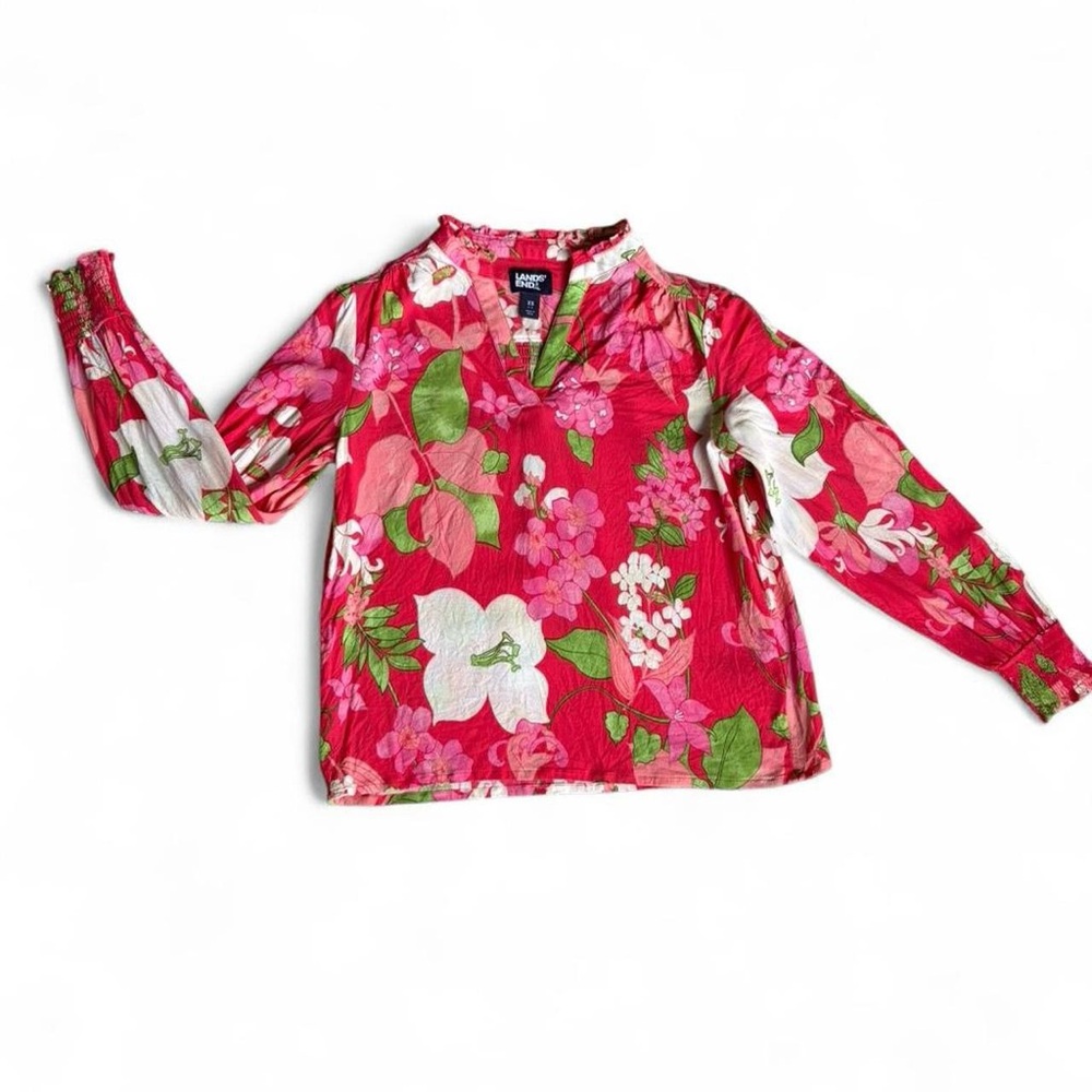 Lands' End Red and Pink Floral Top